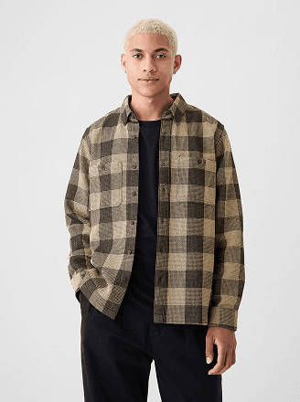 Waffle-Knit Flannel Shirt